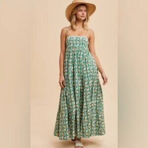 IN LOOM- Floral Green Maxi Dress